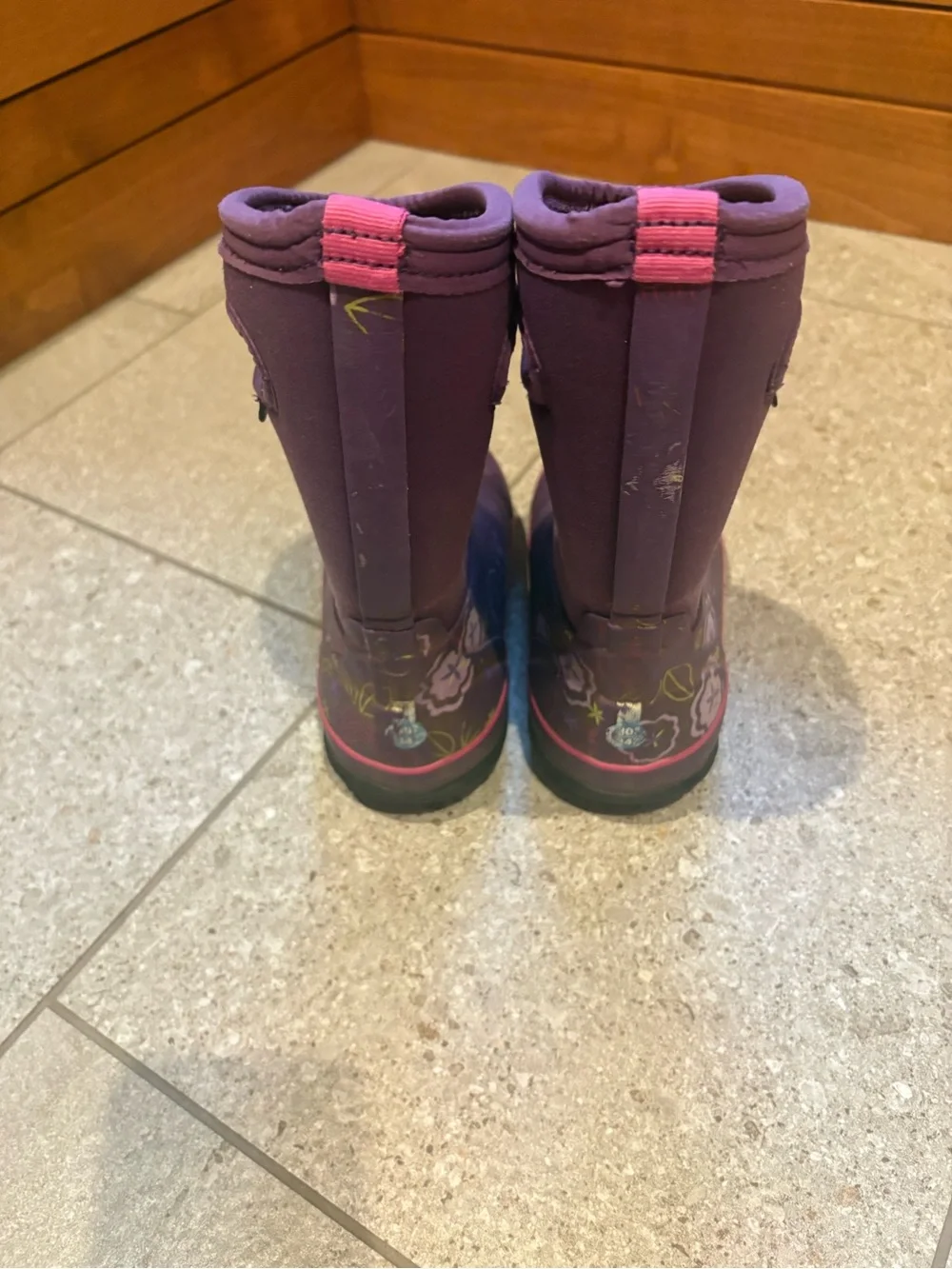Bogs Purple Kids Floral Waterproof Boots
